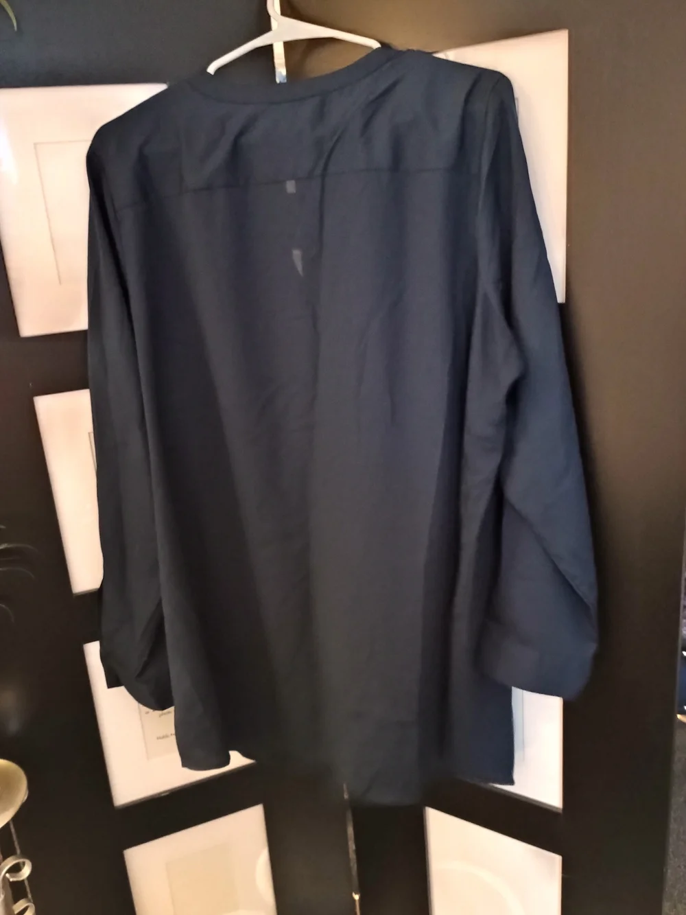 Charter Club Navy Long-Sleeve Button-Down Blouse with Gold Buttons - Picture 2 of 3